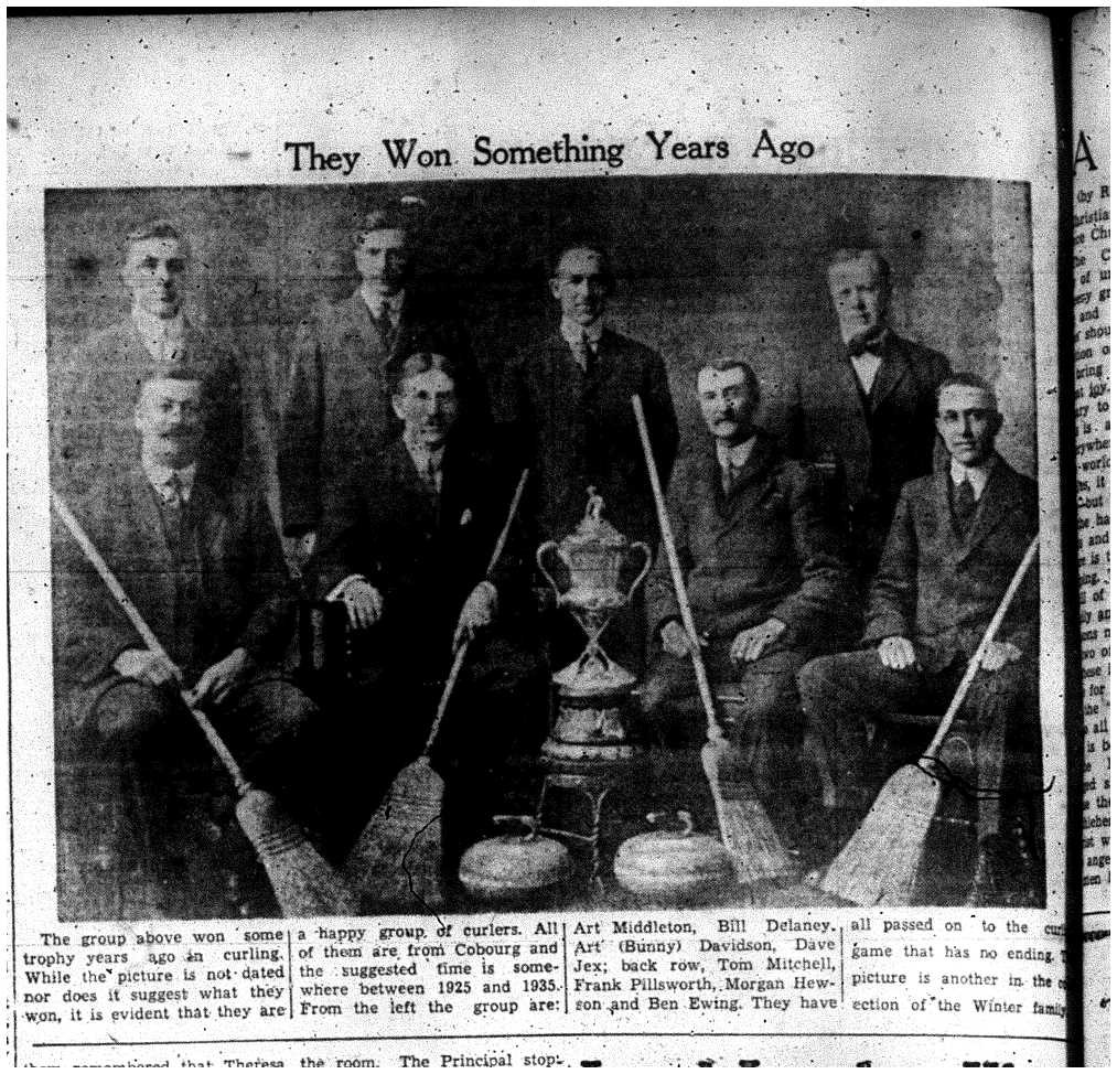 19561227 Curling Mens team from 1925ish photo Cobourg and District